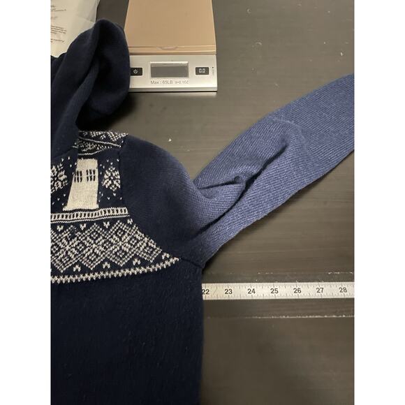 Doctor Who Her Universe Women Hooded Cardigan Medium Tardis Fair Isle Print FLAW - Picture 7 of 9